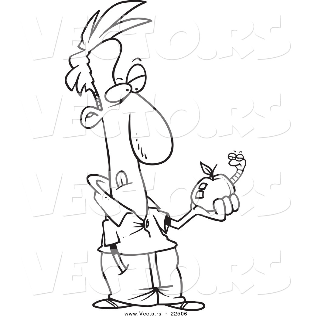 Vector Of A Cartoon Man Holding An Apple With A Worm 1024x1044 Vector Of A Cartoon Man Holding An Apple With A Worm
