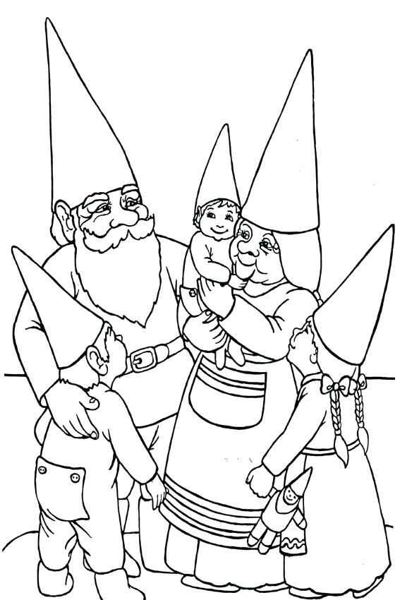 567x850 Gnome Coloring Pages Family Gnomes Mushrooms Girl Gnome Coloring
