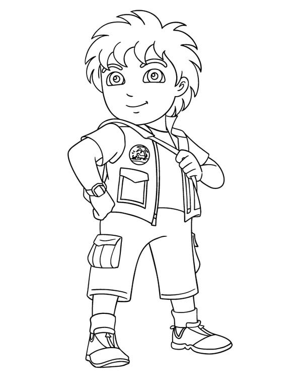 8 Years Old Latino Boy In Go Diego Go Coloring Page 600x776 8 Years Old Latino Boy In Go Diego Go Coloring Page