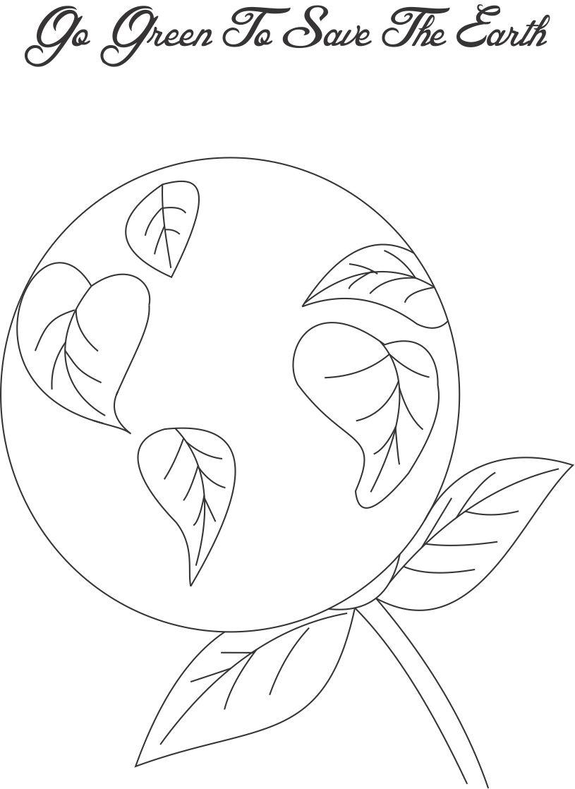 Go Green To Save The Earth Coloring Page For Kids 815x1118 Go Green To Save The Earth Coloring Page For Kids