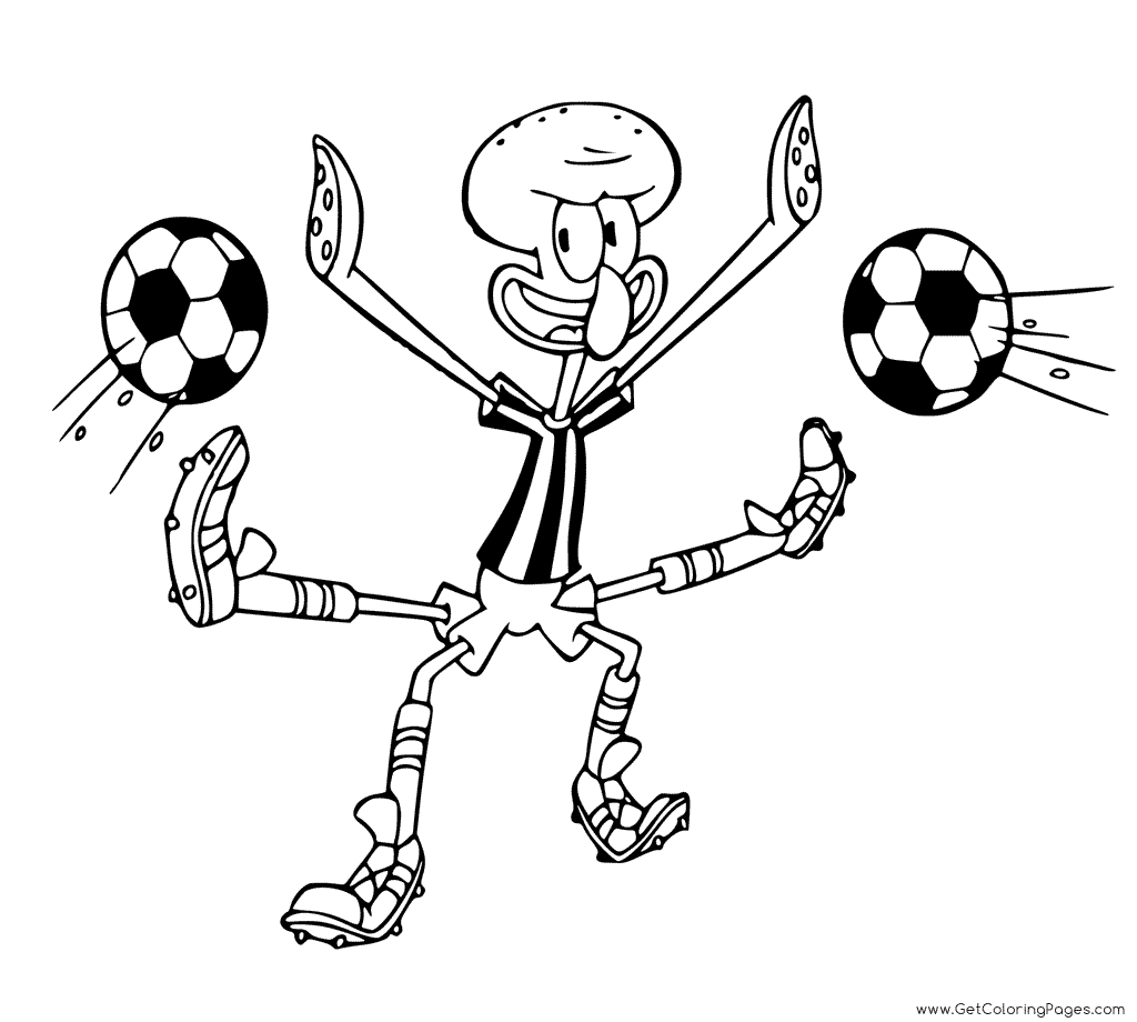 Squidward Football Goalkeeper Coloring Pages 1024x920 Squidward Football Goalkeeper Coloring Pages