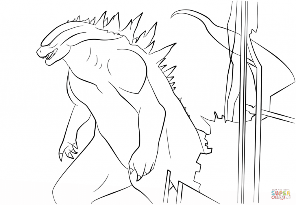 1024x711 Godzilla 2014 Cartoon Coloring Pages Download