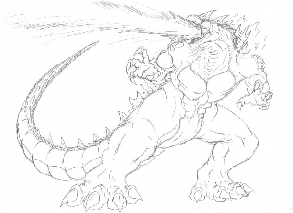 960x697 Get This Simple Godzilla Coloring Pages To Print For Preschoolers