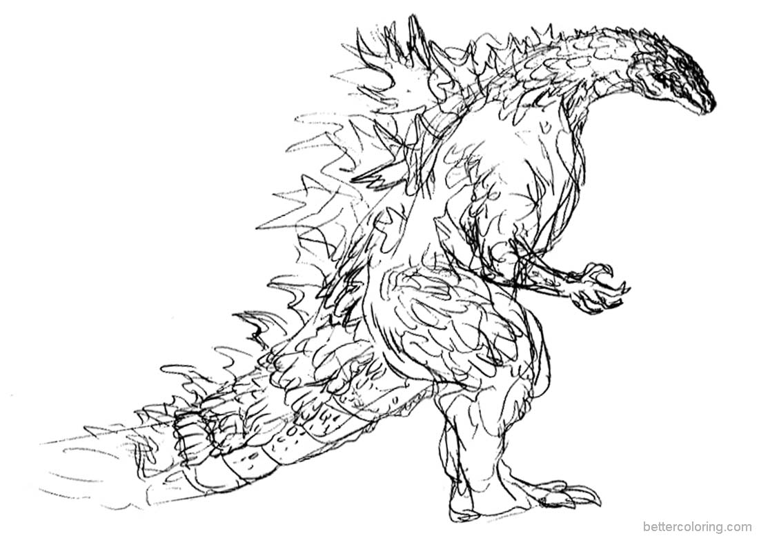 Godzilla Coloring Pages Hand Drawing 1100x780 Godzilla Coloring Pages Hand Drawing