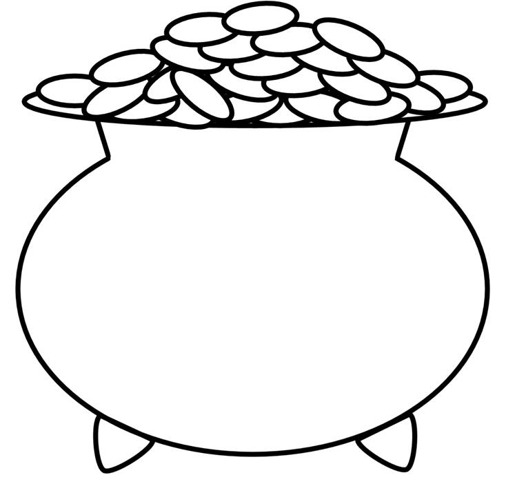 Pot Of Gold Coloring Pages 734x702 Pot Of Gold Coloring Pages
