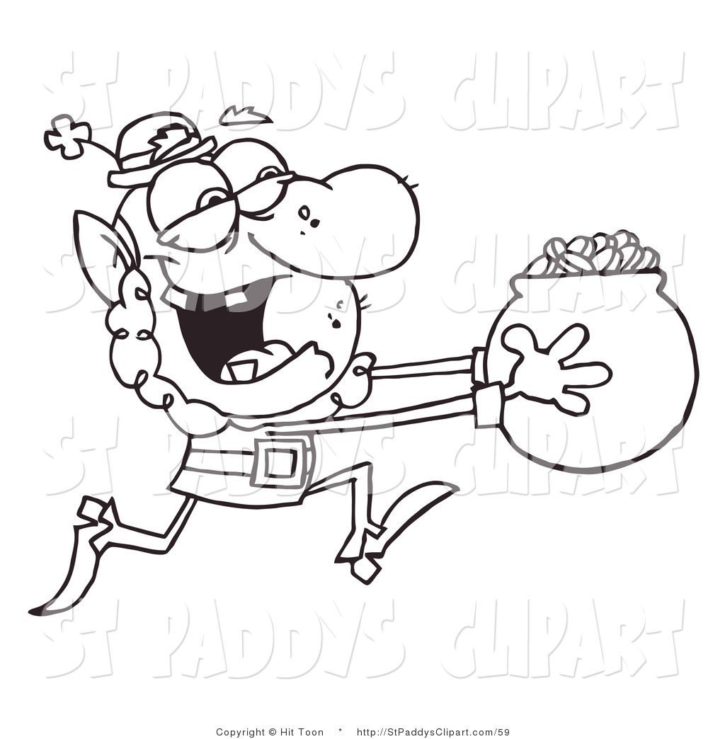 Vector Cliprt Of Coloring Page Of Leprechaun Running 1024x1044 Vector Cliprt Of Coloring Page Of Leprechaun Running