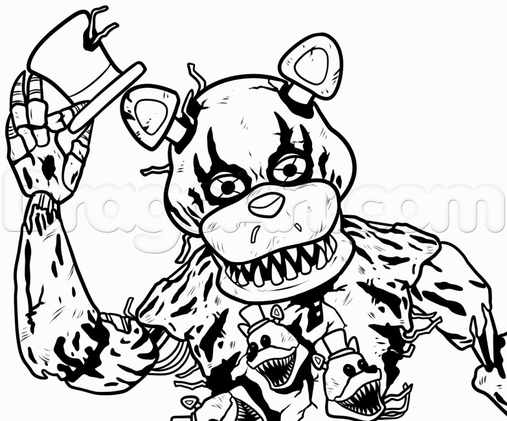 1024x850 Awesome Image For Fnaf 4 Coloring Sheets Nightmar Freddy