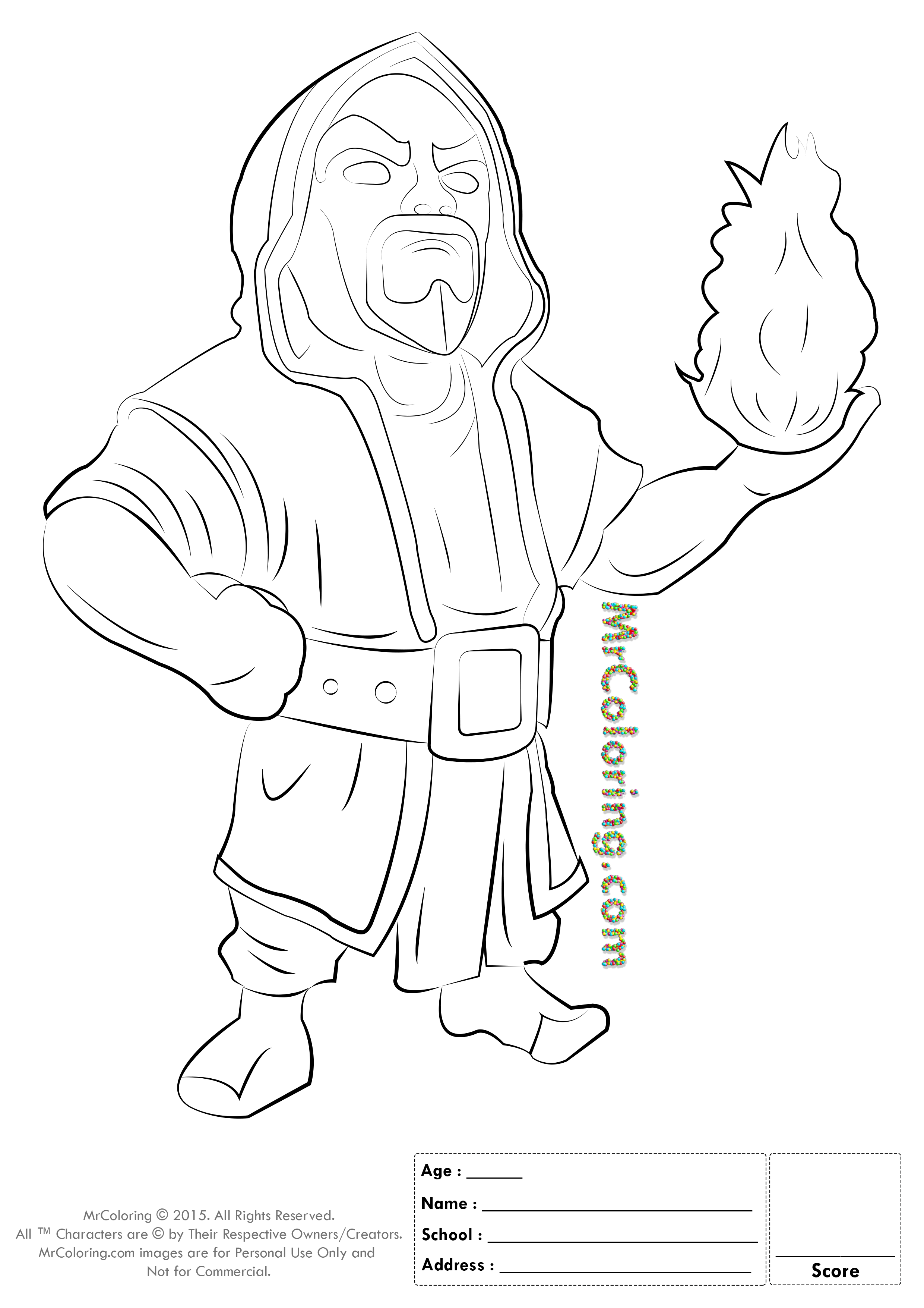 2480x3508 Free Printable Clash Of Clans Wizard Coloring Pages