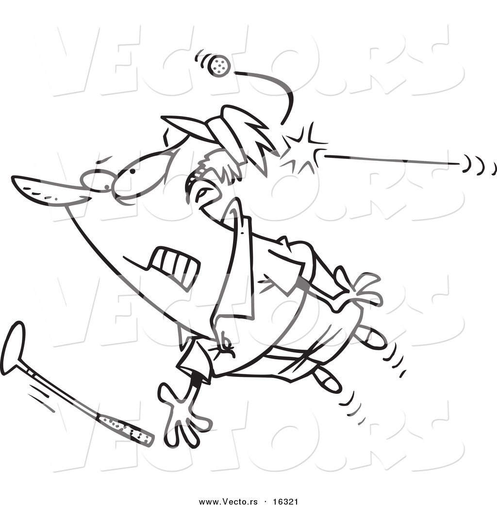 Vector Of A Cartoon Male Golfer Getting Hit With A Ball 1024x1044 Vector Of A Cartoon Male Golfer Getting Hit With A Ball