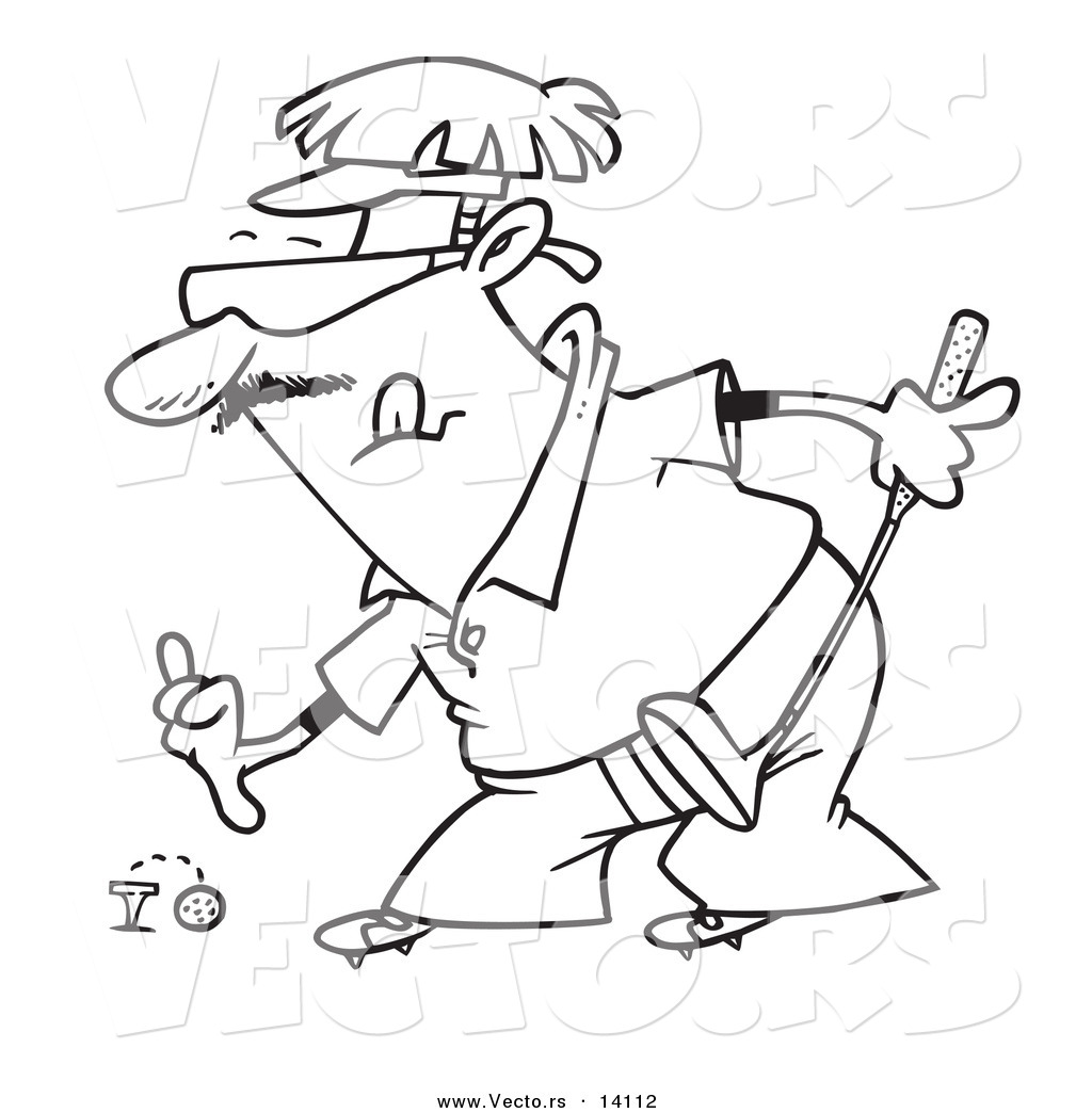 Vector Of A Cartoon Man Putting A Golf Ball On A Tee 1024x1044 Vector Of A Cartoon Man Putting A Golf Ball On A Tee