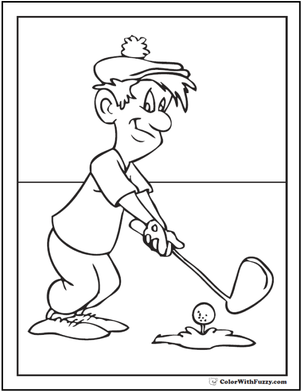 Golf Coloring Pages Customize And Print Pdf 590x762 Golf Coloring Pages Customize And Print Pdf