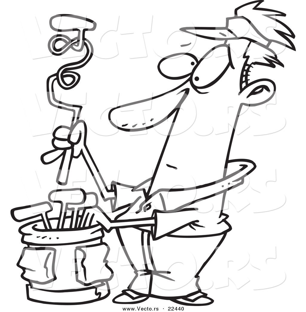 1024x1044 Vector Of A Cartoon Golfer With A Twisted Club