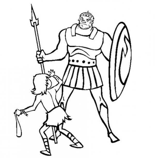600x612 Depiction Of David Versus Goliath In The Bible Heroes Coloring
