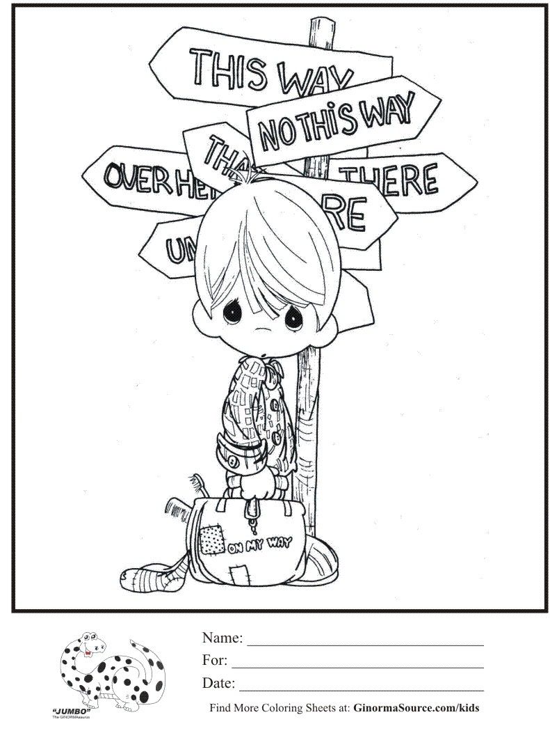 791x1050 Kids Coloring Page Precious Moments Travel Going Home Coloring