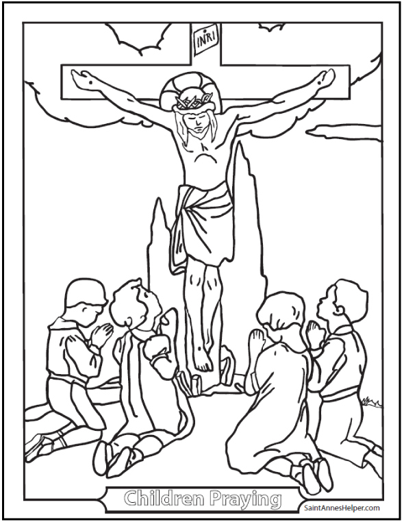 Children Praying Coloring Page 590x762 Children Praying Coloring Page