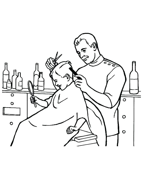 600x734 Job Coloring Page Barber Job Is To Cut Hair Coloring Pages Job