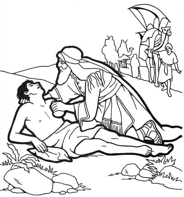 600x643 Good Samaritan Help Half Dead Traveller Coloring Page