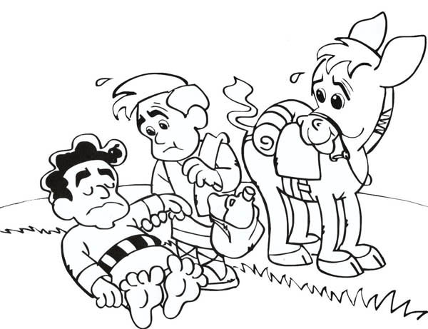 600x461 Cartoon Of Good Samaritan Story Coloring Page