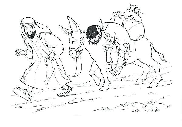 600x419 The Good Samaritan Coloring Pages Depiction Of Good Coloring Page