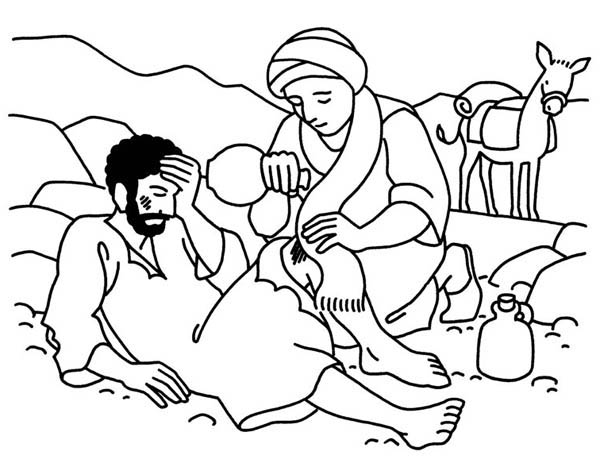 600x463 Good Samaritan Aid Travellers Wound Coloring Page