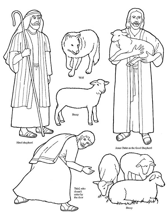 Good Shepherd And Lost Sheep Parable Coloring Pages 585x768 Good Shepherd And Lost Sheep Parable Coloring Pages