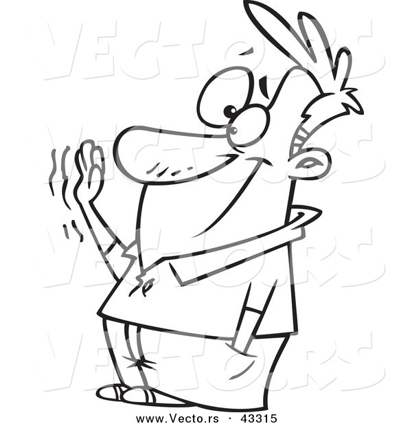 Vector Of A Sad Cartoon Man Waving Goodbye 600x620 Vector Of A Sad Cartoon Man Waving Goodbye