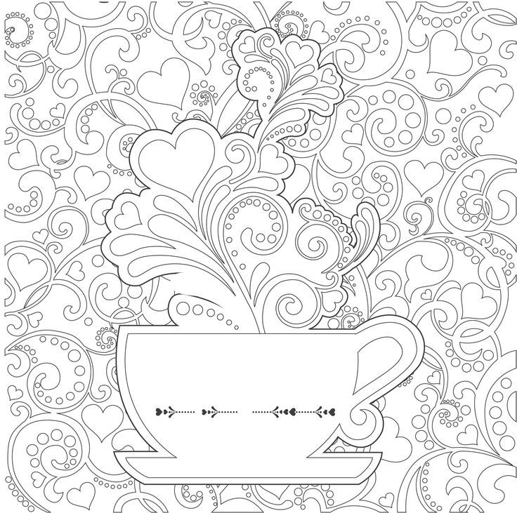 Tea Cups Coloring Pages Adults 736x731 Tea Cups Coloring Pages Adults