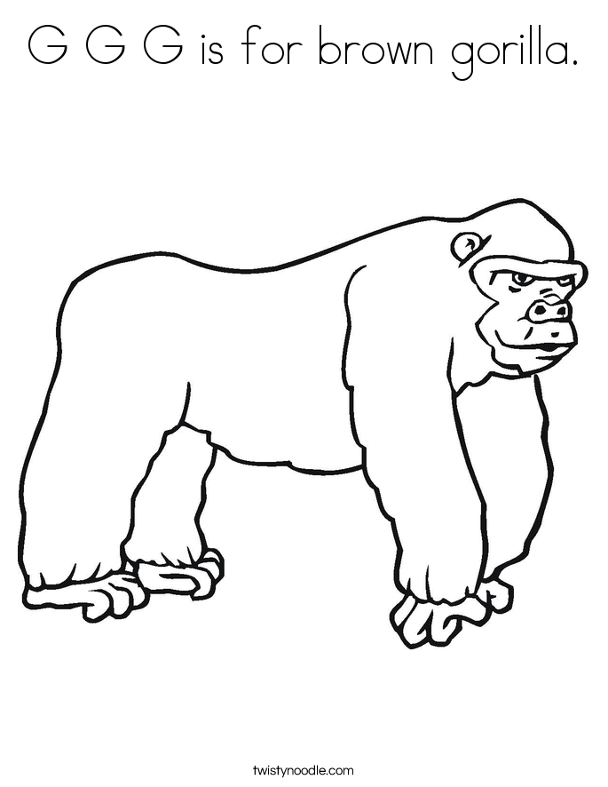685x886 G G G Is For Brown Gorilla Coloring Page
