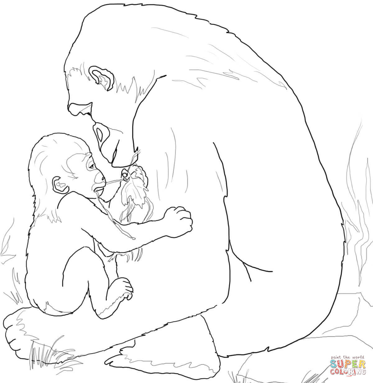 1200x1232 Astonishing Gorilla Coloring Pages Gorillas Fr