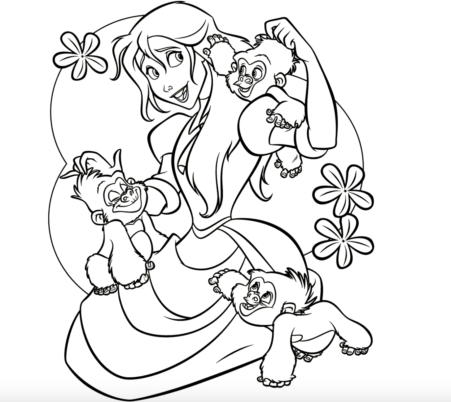 1456x1300 Jane And Baby Gorillas Coloring Page Tarzan Jane