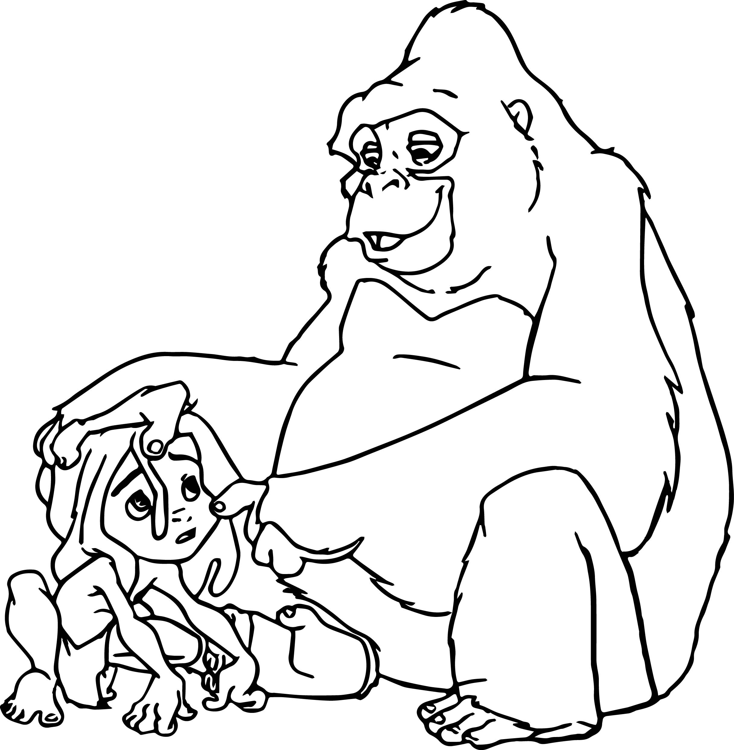 2433x2485 Tarzan And The Gorilla Sleep Coloring Pages For Kids Elegant