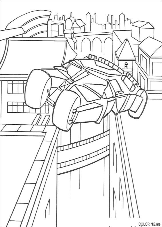 567x794 Coloring Page Batman Car Fly In Gotham City