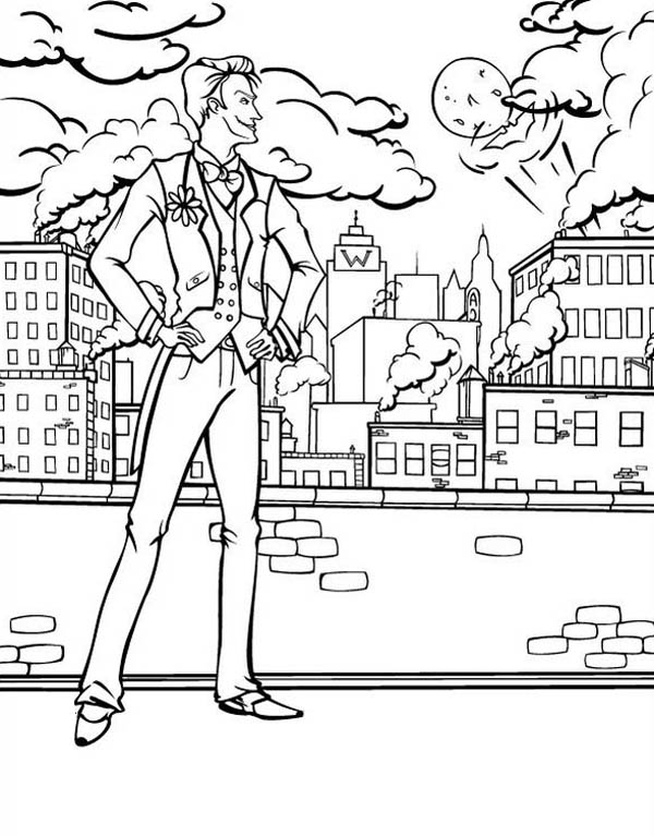 600x767 Joker Watching Gotham City Coloring Page