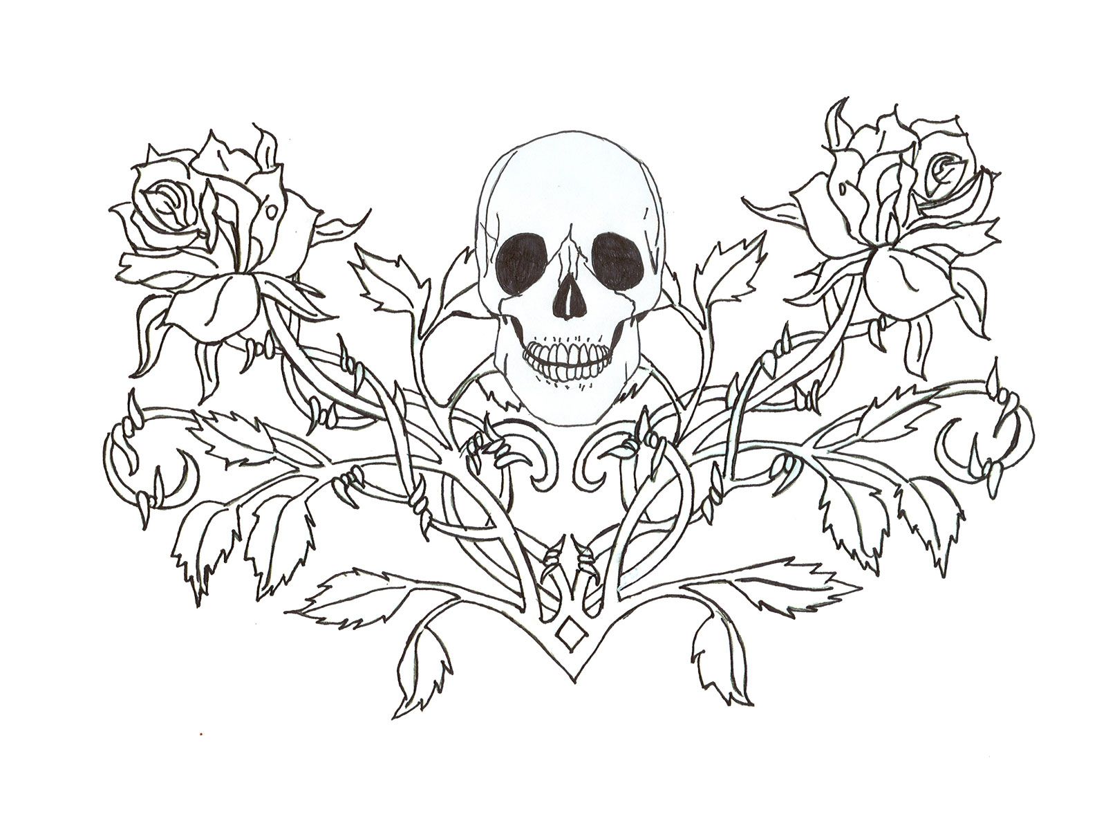 1600x1200 Gothic Skull Tattoo Wallpaper Coloring Pages For Adults