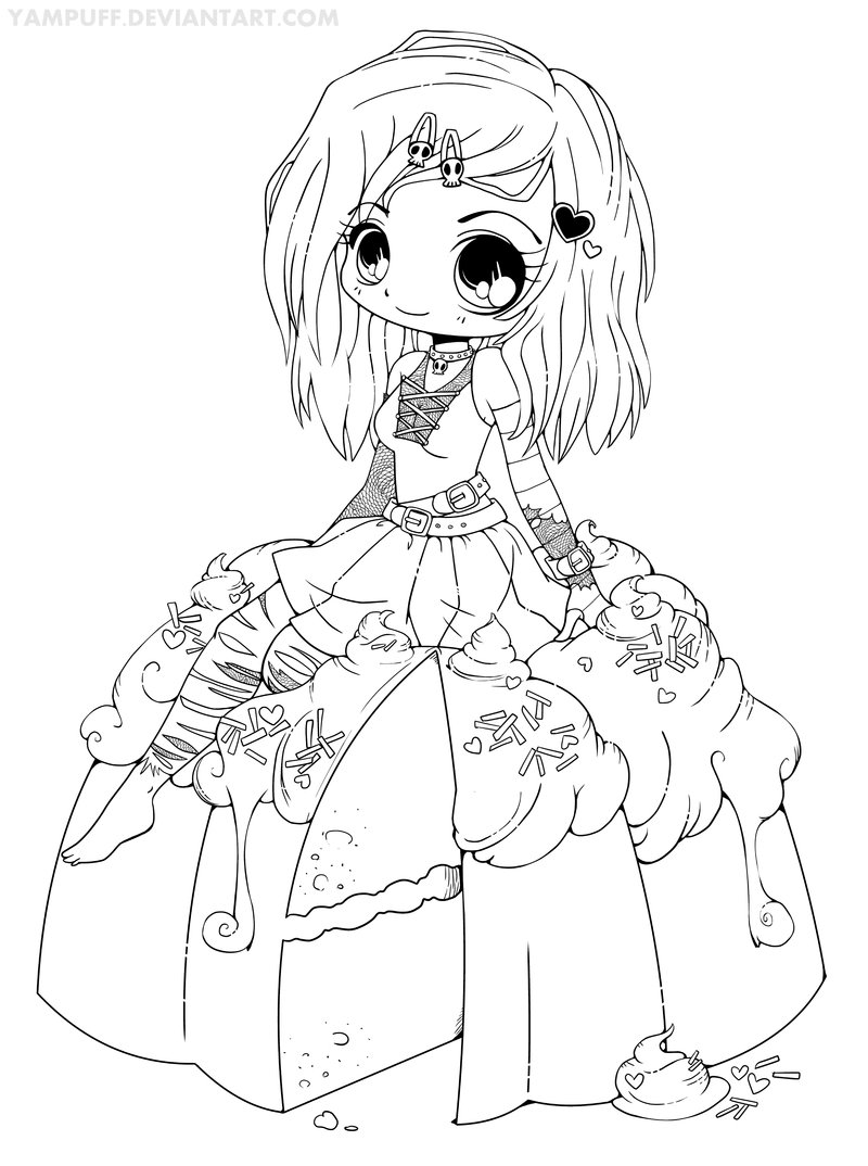 800x1074 Goth Chibi On A Cake Lineart By Yampuff On Digi