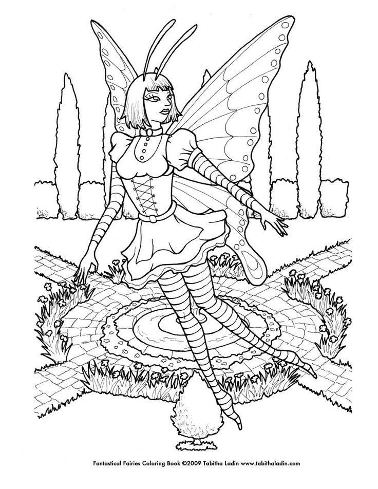 Gothic Fairy Coloring Pages Printable