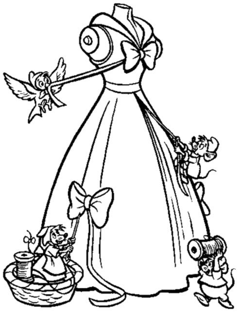 The Mice Help Cinderella To Make Her Gown Coloring Page 500x648 The Mice Help Cinderella To Make Her Gown Coloring Page