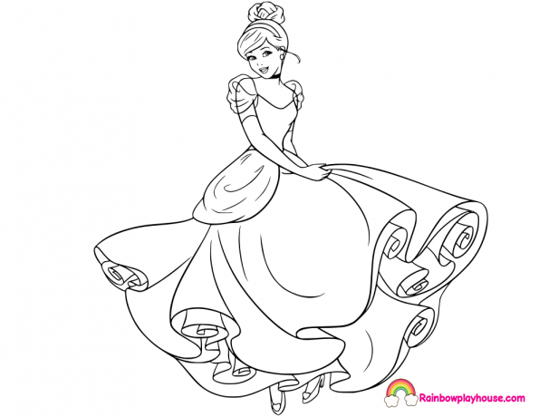 Cinderella Ball Gown Coloring Page 595x460 Cinderella Ball Gown Coloring Page