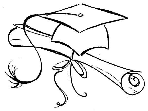 Northwoods Sketch Graduation Cap And Diploma Coloring Pages 600x450 Northwoods Sketch Graduation Cap And Diploma Coloring Pages