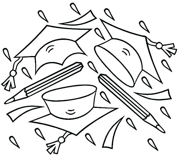 600x520 Graduation Coloring Pages Printable Graduation Hats Coloring