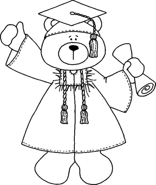 600x714 Smart Bear Graduation Coloring Pages Smart Bear Graduation