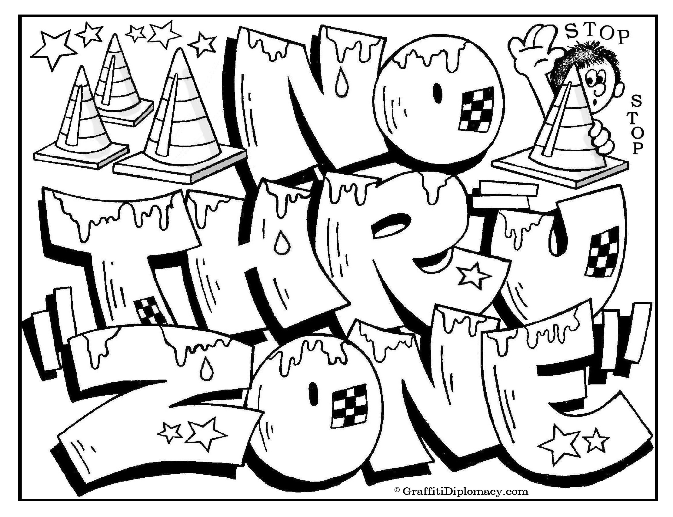Graffiti Art Coloring Pages For Teenagers Coloring Pages