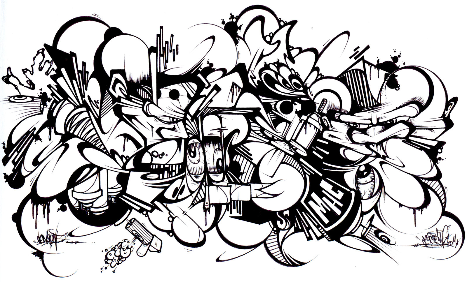 1600x968 Graffiti Coloring Pages For Adults By Sans