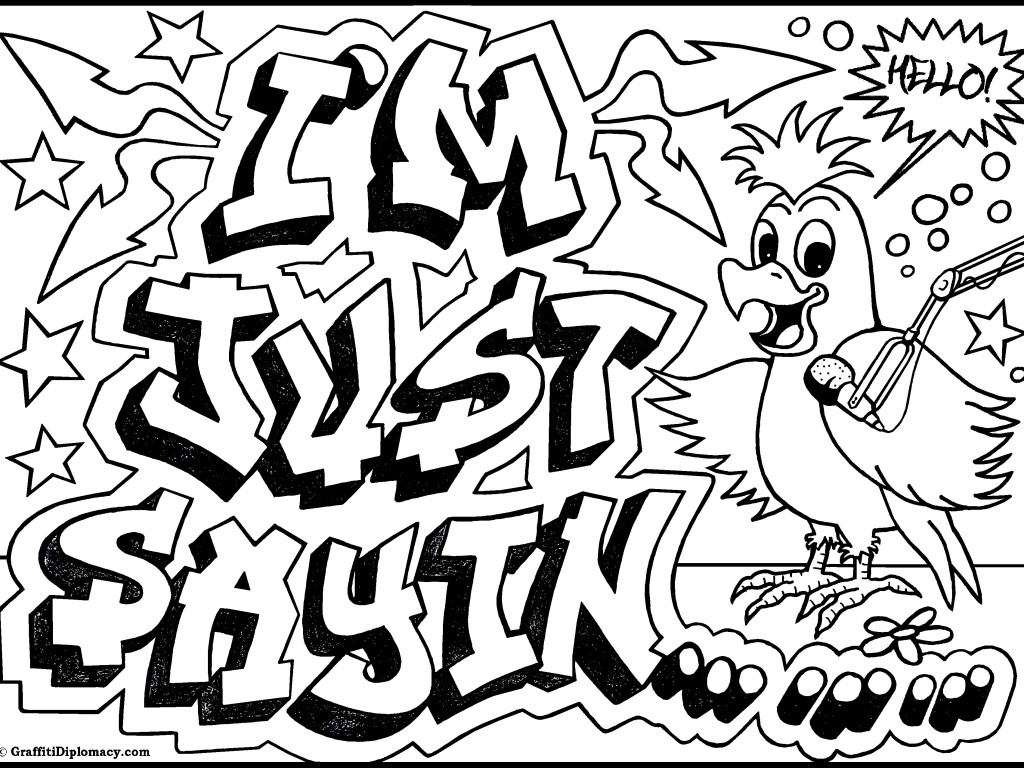 1024x768 Cool Graffiti Words Coloring Pages Top Graffiti Words Coloring