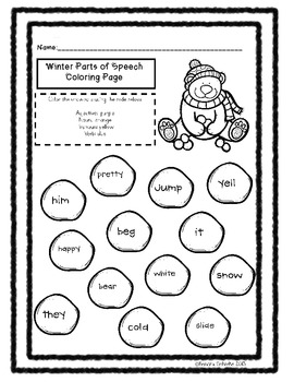 270x350 Parts Of Speech Coloring Pages Winter Grammar Edition By Mrs Schimke