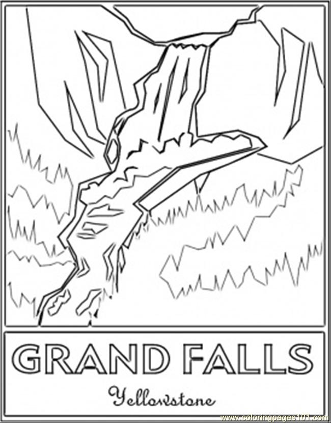 Grand Falls Yellowstones Coloring Page 650x830 Grand Falls Yellowstones Coloring Page