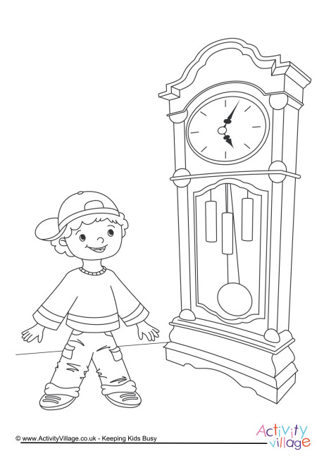 Grandfather Clock Colouring Page 460x650 Grandfather Clock Colouring Page
