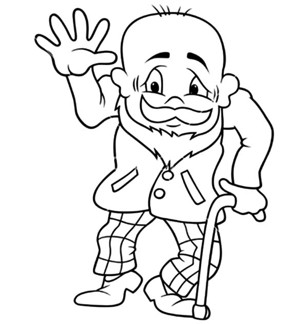Grandfather Waving Hand Coloring Pages Color Luna 600x632 Grandfather Waving Hand Coloring Pages Color Luna