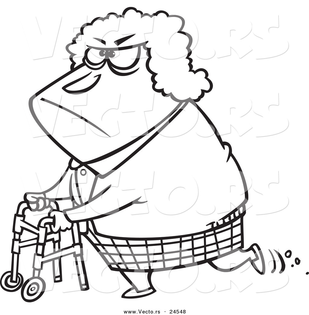 Vector Of A Cartoon Grumpy Granny Using Her Walker 1024x1044 Vector Of A Cartoon Grumpy Granny Using Her Walker