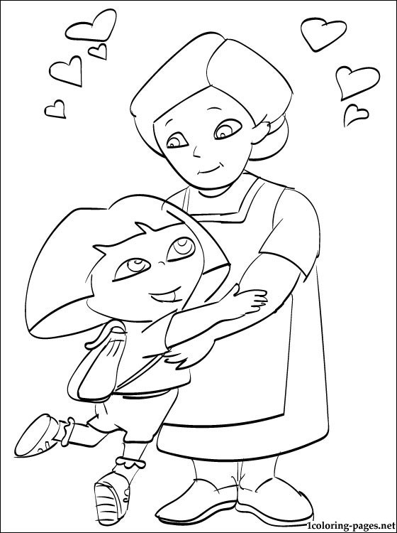 Coloring Page Dora With Her Grandmother Coloring Pages 560x750 Coloring Page Dora With Her Grandmother Coloring Pages